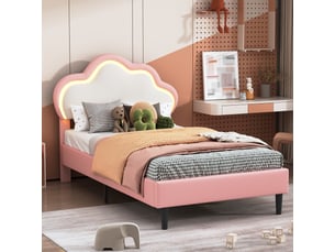 Lit avec rangement 90x200 cm <strong></strong> <strong></strong> coloris rose