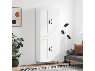 Buffet haut - bahut - meuble de rangement blanc 69,5x34x180 cm bois d'ingénierie