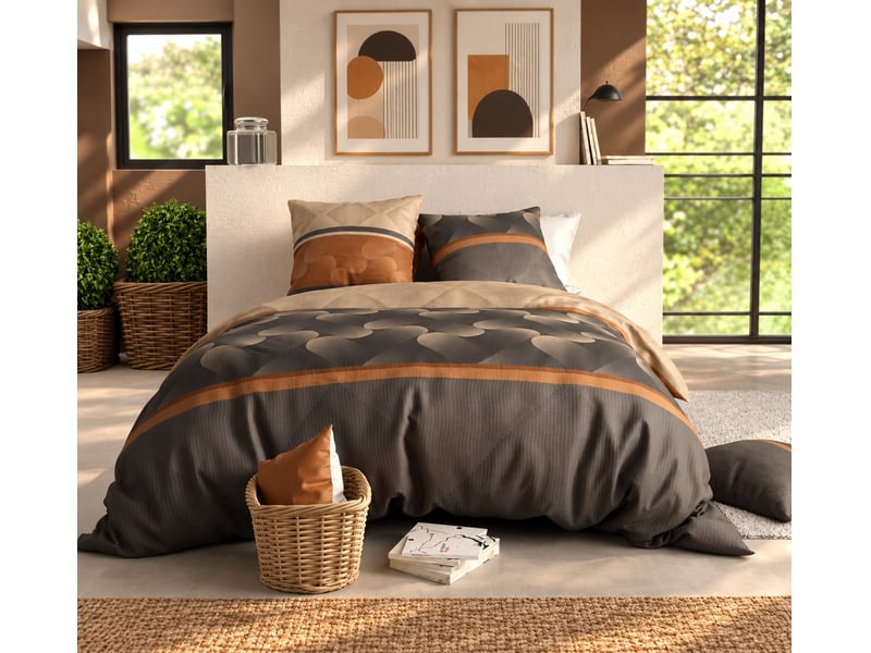  Parure de lit 220x240 cm coton 57 fils quartz PD23637 - Conforama E