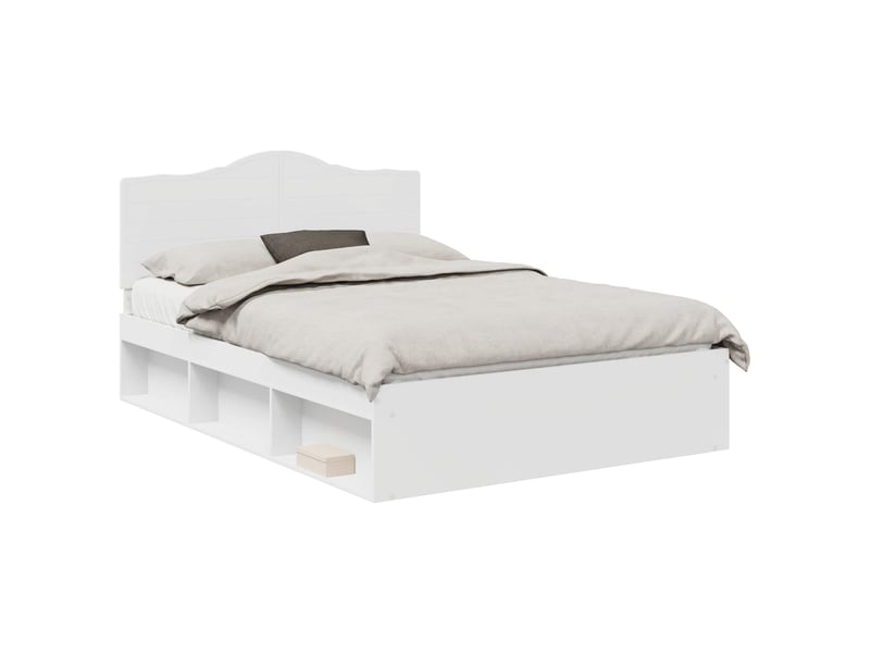 Lit double- lit adulte -  cadre de lit avec tête de lit blanc 150 x 200 cm pin massif  - Conforama A