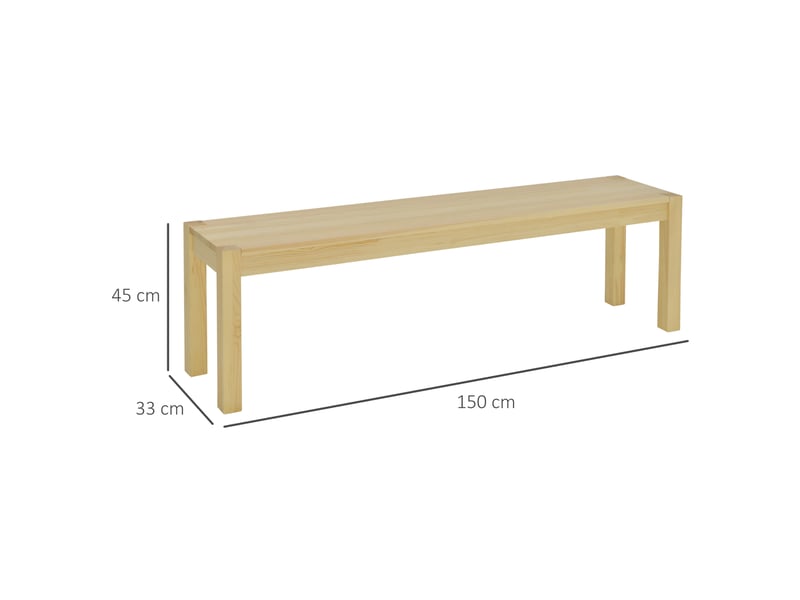  Banc en bois massif pour 3 personnes en pin naturel pour la cuisine  - Conforama C