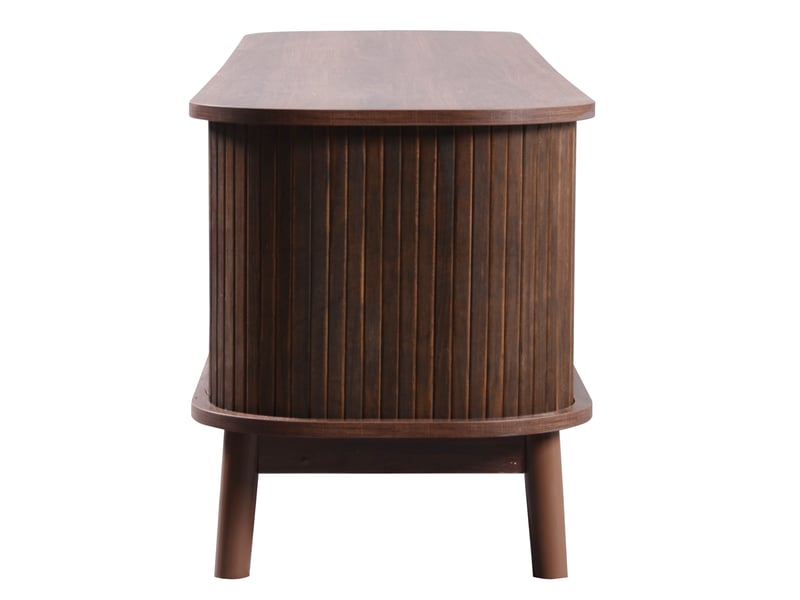 Meuble tv noyer 170 cm - tiroirs en rotin - finition noyer - portes en bois - style campagne - Conforama W