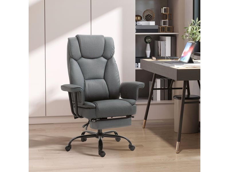  Fauteuil bureau ergonomique 360°, appui-tête, accoudoirs, repose-pieds, similicuir, 68x80x120-126 cm.  - Conforama C