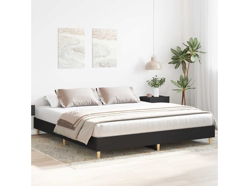  Lit double- lit adulte -  cadre de lit sans matelas noir 180x200 cm bois d'ingénierie  - Conforama B