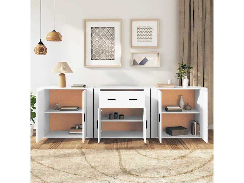  Buffets 3 pcs - bahut - meuble de rangement blanc bois d'ingénierie  - Conforama C