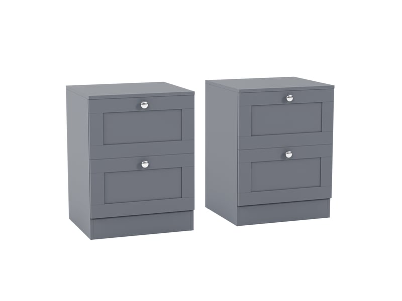  Table de chevet altino 2 tiroirs, commode de nuit, chambre, set de 2, 53x40x36cm, gris 3332174 - Conforama A