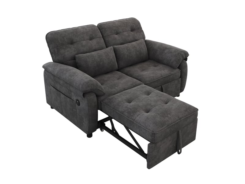 Canapé-lit 3-en-1 142x90x86,5 cm dossier réglable gris sans matelas - Conforama A