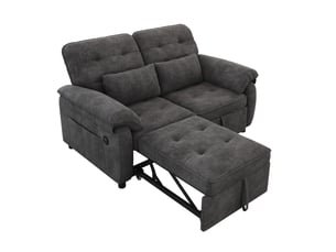 Canapé-lit 3-en-1 142x90x86,5 cm dossier réglable gris sans matelas