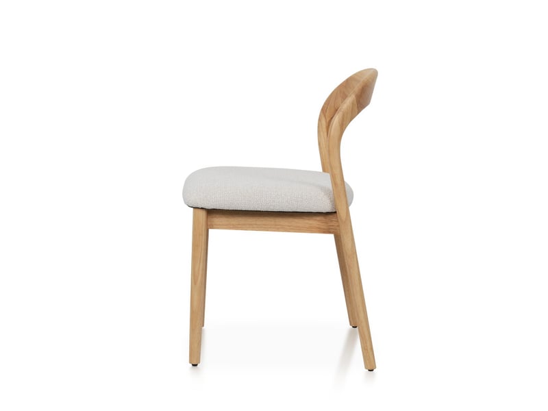  Chaise elena en bois d'hévéa et tissu chiné rembourré beige  - Conforama C