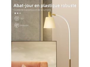 Lampadaire de salon réglable en hauteur 127-160 cm avec interrupteur, blanc, douille e27