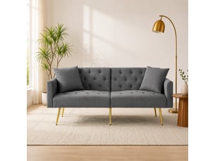 Canapé droit convertible <strong>MAISENTIEL</strong> <strong></strong> 2 places Velours gris
