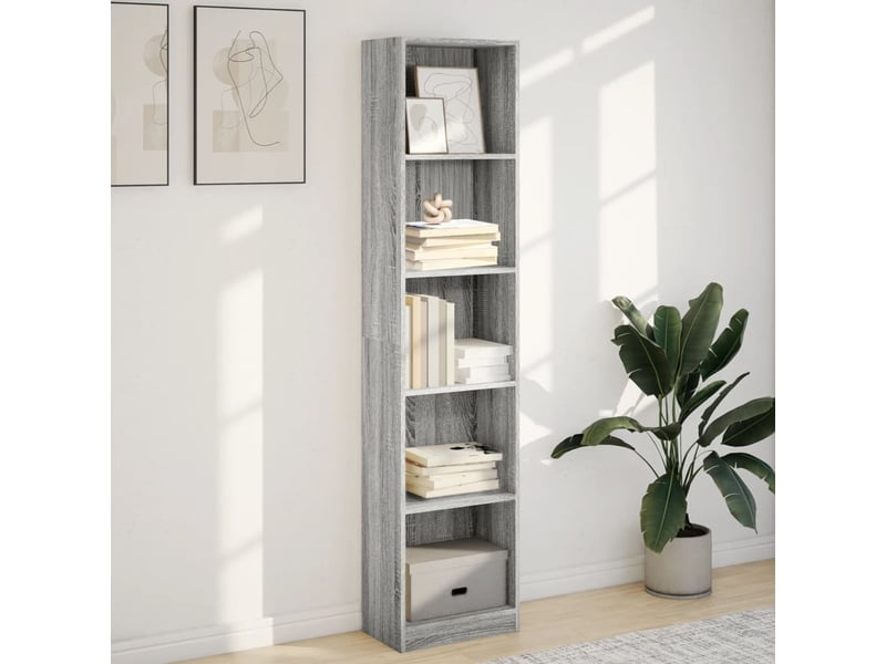 Bibliothèque, meuble de rangement salon sonoma gris 40x24x176 cm bois d'ingénierie - Conforama C