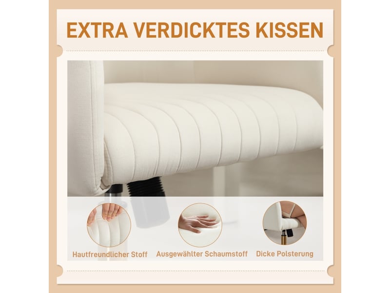  Chaise de bureau pivotante réglable avec bascule - lpospi - dossier capitonné, polyester aspect velours - crème  - Conforama C