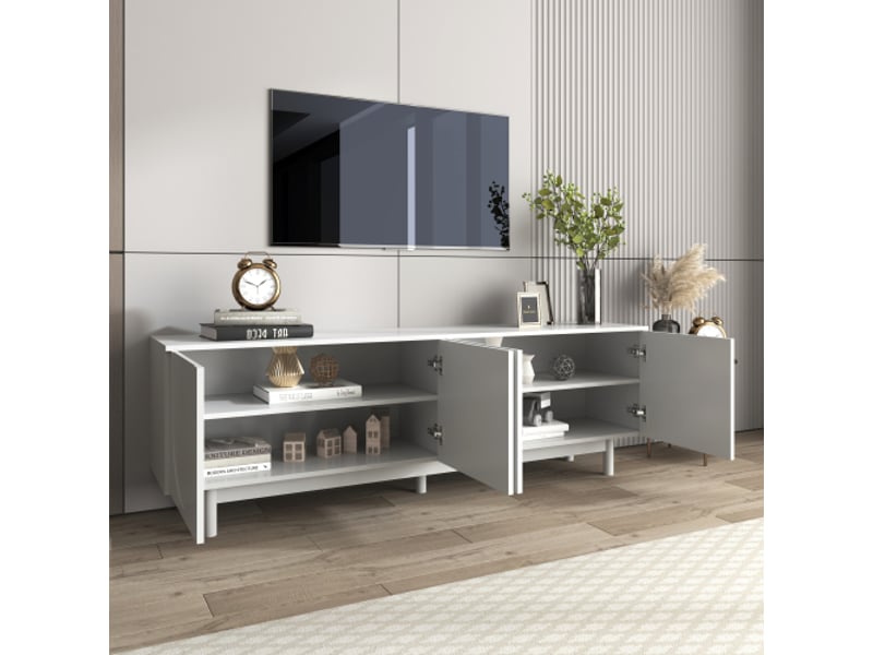  Meuble tv blanc 175 cm panneau de particules meuble tv blanc - Conforama E