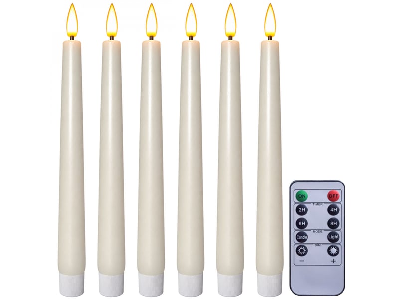  Lot de 6 bougies chandelier à led, flamme vacillante, luminosité réglable - minuterie 2, 4, 6, 8h  - Conforama A