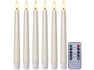 Lot de 6 bougies chandelier à led, flamme vacillante, luminosité réglable - minuterie 2, 4, 6, 8h