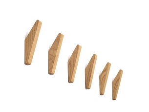 Lot de 6 patères en bois, crochets à serviettes muraux, porte-manteau d'entrée créatif, gris