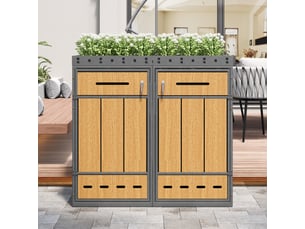 Cache-poubelle 120-240 l avec toit végétalisable, armoire extérieure pour poubelle
