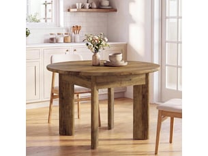 Table à manger ronde pour 4 personnes, 100 x 100 x 75 cm, marron, ronde table de salle à manger industrielle pour salle à manger, cuisine, salon