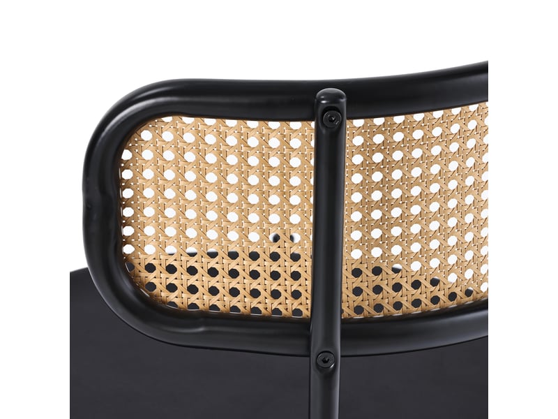  Chaises de salle à manger lot de 2 avec dossier en rotin - lpospi - dossier courbé, pieds en métal, velours noir  - Conforama E