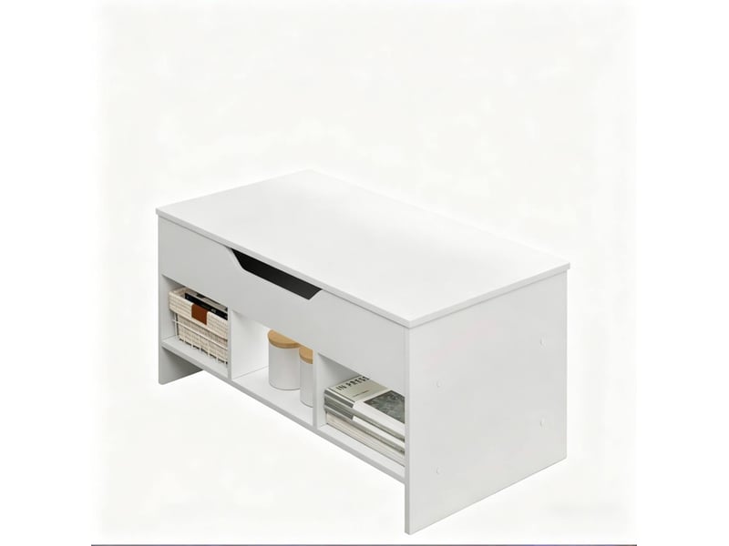  Table basse relevable 96x51x45 cm avec rangement bois métal blanche  - Conforama B