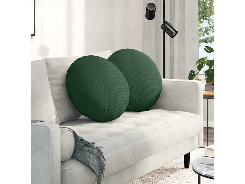  Lot de 2 coussins de siège, coussins décoratifs tissu en velours côtelé vert foncé cf59817  - Conforama B