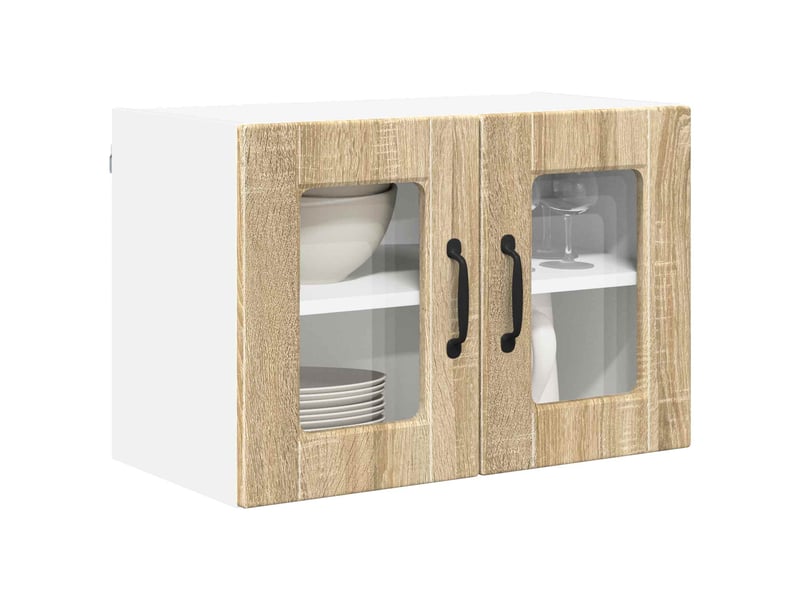  Meuble mural de cuisine, cabinet en verre mural chêne sonoma 60x31x40cm shl7555  - Conforama C