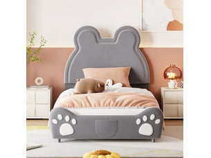 Lit simple 90x200 cm MEUBLIV   coloris gris