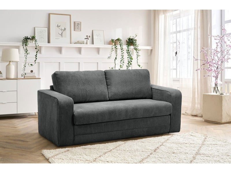 Bobochic canapé droit convertible déplimousse come velours côtelé gris foncé COME - Conforama B