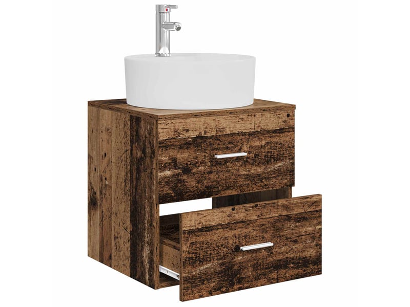 Vanité de lavabo mural, meuble de rangement bois ancien 49.5x44.5x65 cm shl8253 - Conforama C