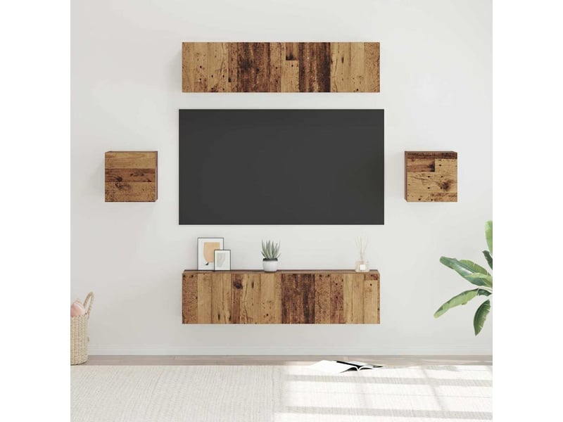  Ensemble meuble tv - banc tv - meuble de rangement 6 pcs bois ancien bois d'ingénierie  - Conforama B