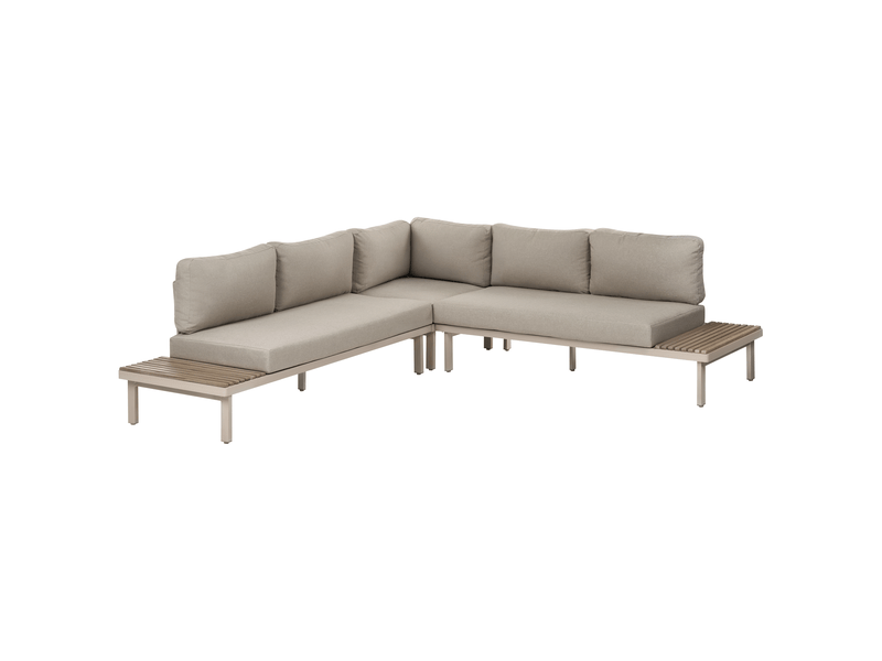  Ensemble de canapés d'angle de jardin 5 places fivizzano acacia beige  - Conforama E