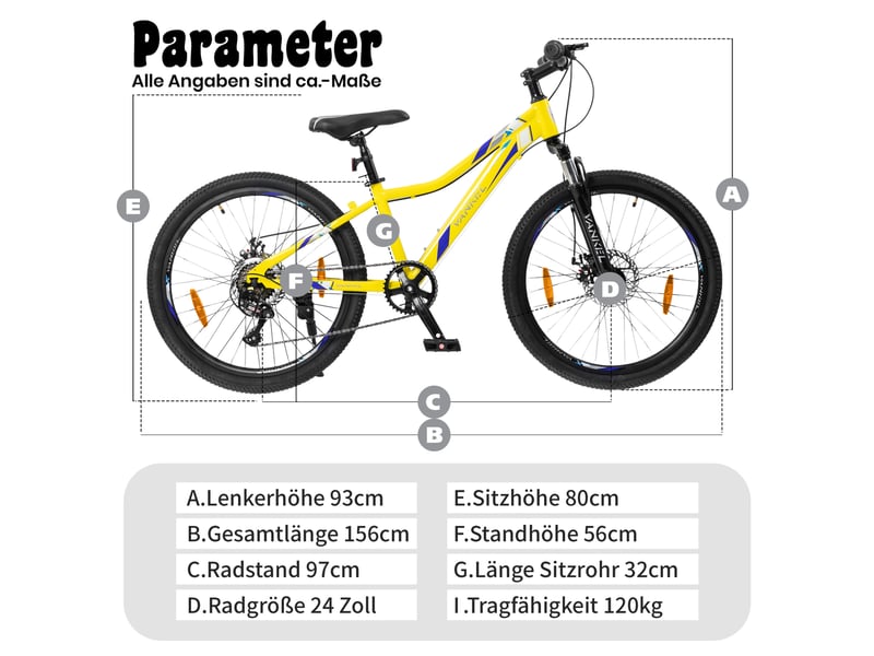  Vtt enfant 24 pouces 6 vitesses métal jaune  - Conforama E