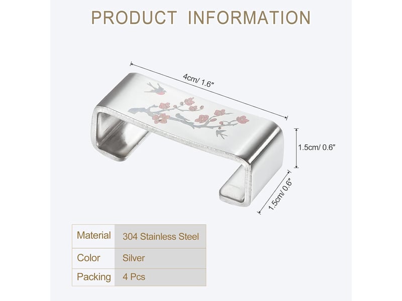  Lot de 4 repose-baguettes en acier inoxydable 304 - motif fleur de prunier - support de couteaux pour comptoir, baguettes, cuillères, fourchettes  - Conforama B