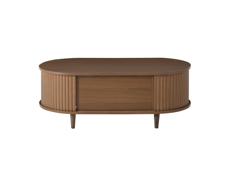  Table basse de salon effet noyer, deux tiroirs et portes coulissantes  - Conforama C