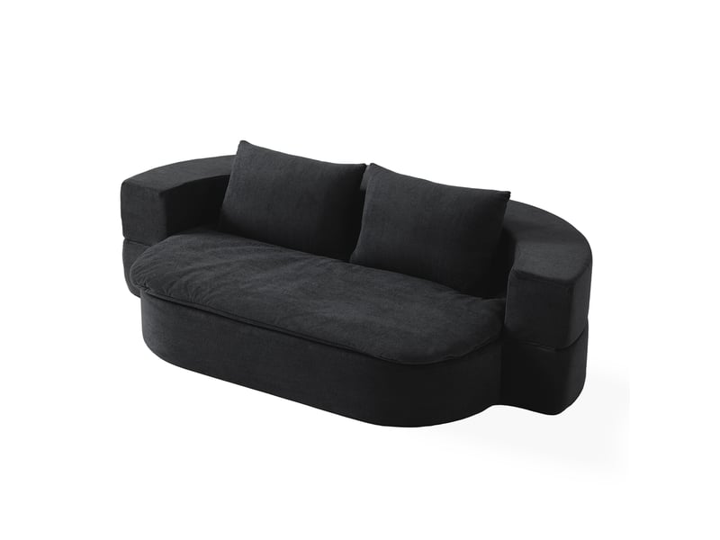  Canapé-lit pliable 2 places 200x130 cm - convertible 2 en 1 - matelas de sol - mousse mémoire de forme - 2 coussins - flanelle - noir CozyNest - Conforama A
