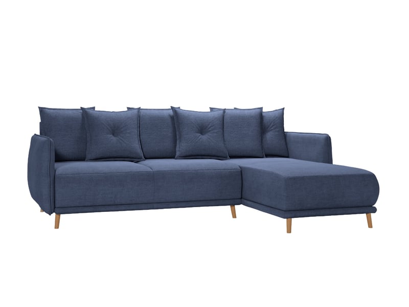 Bandol - canapé d'angle convertible tissu lisse 3 places bleu - Conforama A