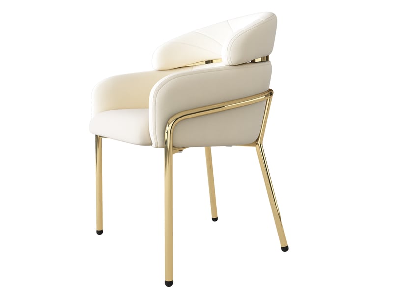  Chaise de salle à manger 54x57x79 cm en velours beige, quatre pieds métalliques, style élégant  - Conforama E
