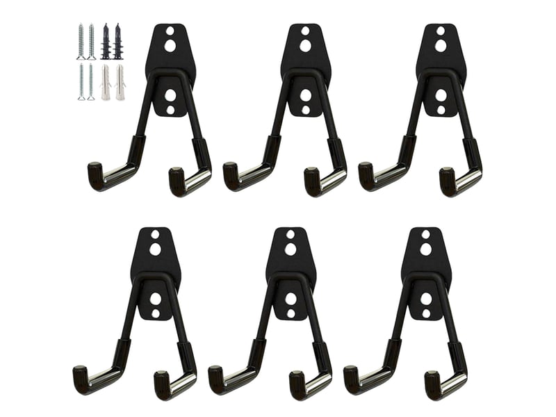  Crochets robustes pour garage, utilitaires de rangement, organiseur de pour outils de jardin, muraux en acier, noir - réf. Szpb844743jjzj  - Conforama A