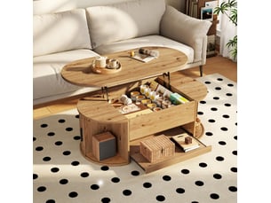 Table basse arrondi(e) coloris naturel <strong>MODENUIT </strong> <strong></strong> - 55 cmx110 cm