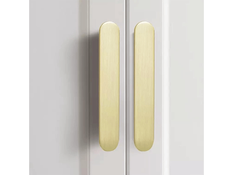  6 poignées dorées pour meubles de cuisine en laiton brossé, distance entre trous de 128 mm - poignées pour meubles  - Conforama D