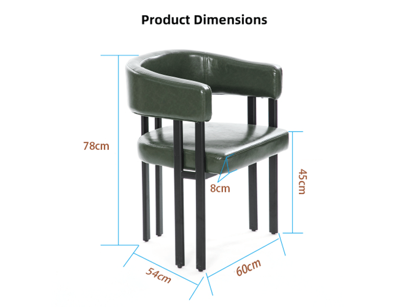  Chaise de salle à manger moderne en cuir synthétique – dossier incurvé, accoudoirs, tonneau métal, cuisine &amp; restaurant  - Conforama C