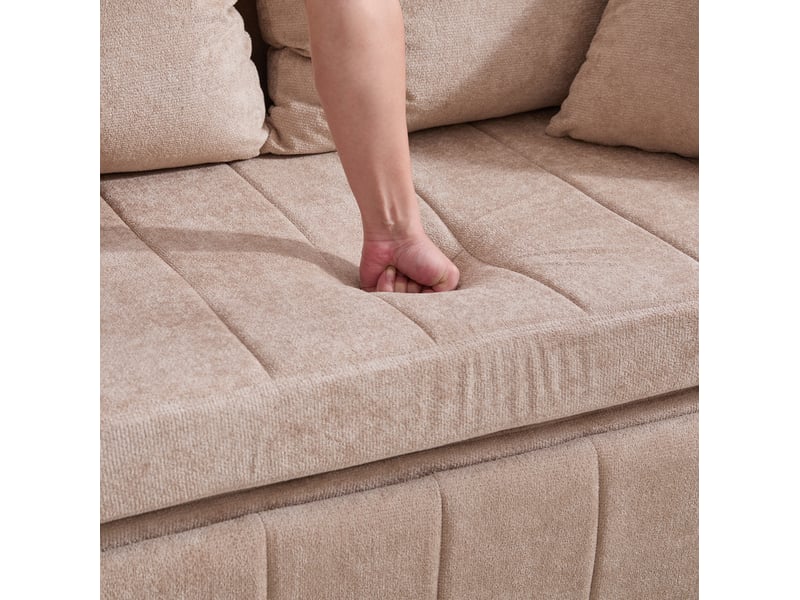Canapé-lit convertible 2 places en tissu kaki avec usb, porte-gobelets et poche de rangement pratique au quotidien - Conforama D