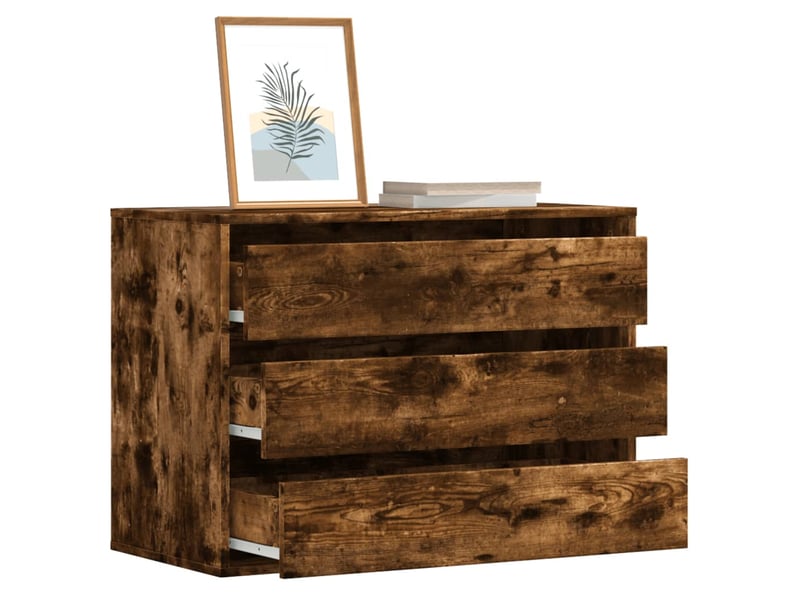  Commode chambre adulte, commode d'angle chêne fumé 80x41x58 cm bois d'ingénierie  - Conforama B