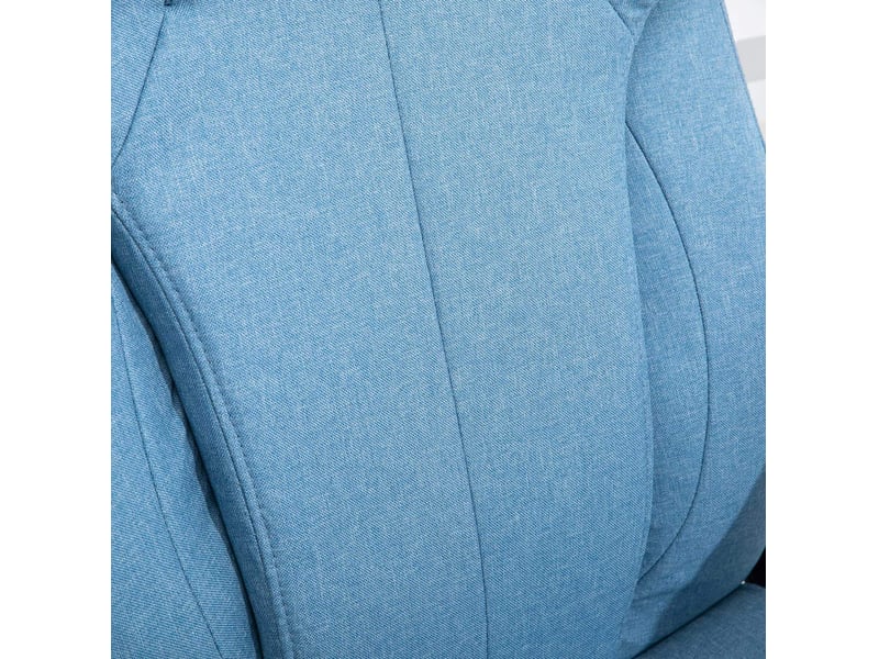  Fauteuil de bureau ergonomique bleu clair en tissu, réglable et pivotant, à dossier haut pour travailler confortablement  - Conforama D