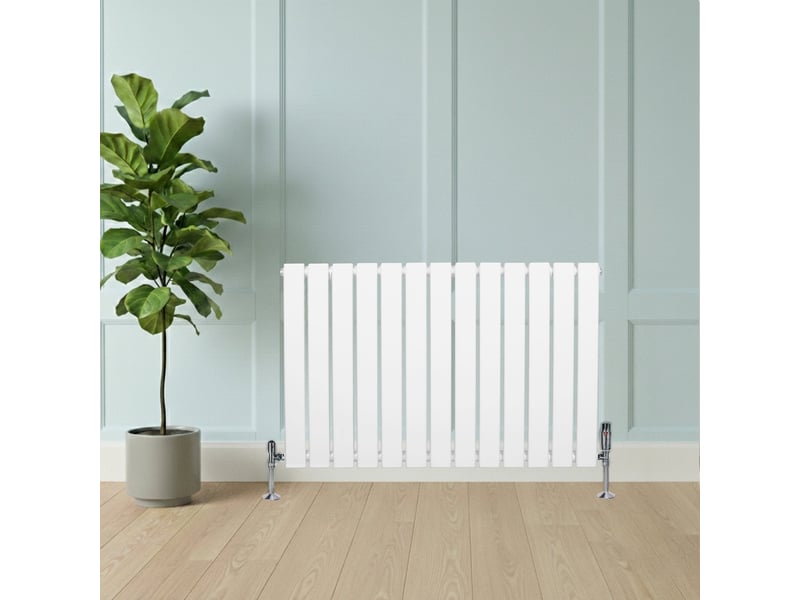 Radiateur plat à 1 colonne 600 x 910 mm en acier carbone blanc chauffage centrale moderne horizontale monté sur mur cuisine salle de bain [brosse de 40799 - Conforama D