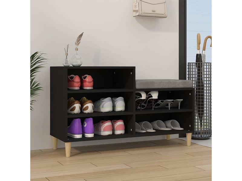  Meuble à chaussure, armoire à chaussures noir 102x36x60 cm bois d'ingénierie shl2658  - Conforama B