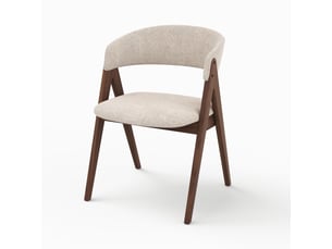 Chaise en bois foncé et tissu beige foncé-isis