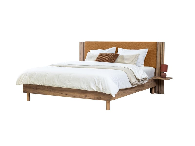  Bobochic lit lior lattes massives pieds en bois naturel jaune 160x200 LIOR - Conforama B