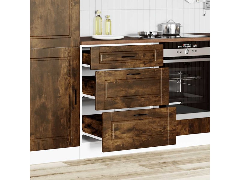  Meuble de rangement, armoire de cuisine porto chêne fumé bois d'ingénierie shl4731  - Conforama C